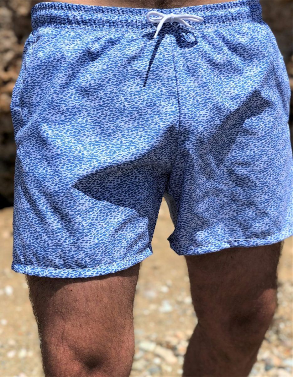 Men swimwear waves blue design