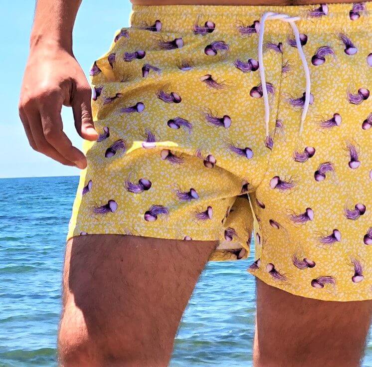 Yellow Jellyfish purple swimear swimshort for men
